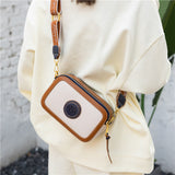 Wide Strap Cube Crossbody Bag, PU Leather Textured Bag Purse, Casual Fashion Versatile Shoulder Bag