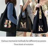 solvbao  Womens Shopping Bag Grocery Handbags Hot Flower Gold Letter Pattern Canvas Portable One-Bags For Girl Tote Bag