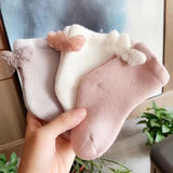 3 Pairs Of Solid Autumn And Winter Baby Girl's Socks Thickened Crew Socks Children's Warm Socks