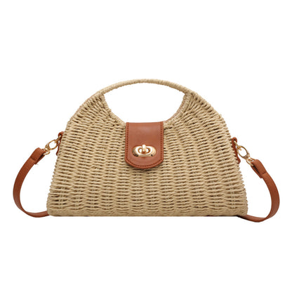 solvbao  Handmade Woven Straw Bag For Women, Boho Style Crossbody Bag, Rattan Woven Summer Beach Bag