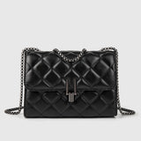 Argyle Quilted Crossbody Bag, Trendy Chain Shoulder Bag, Faux Leather Flap Purse For Women