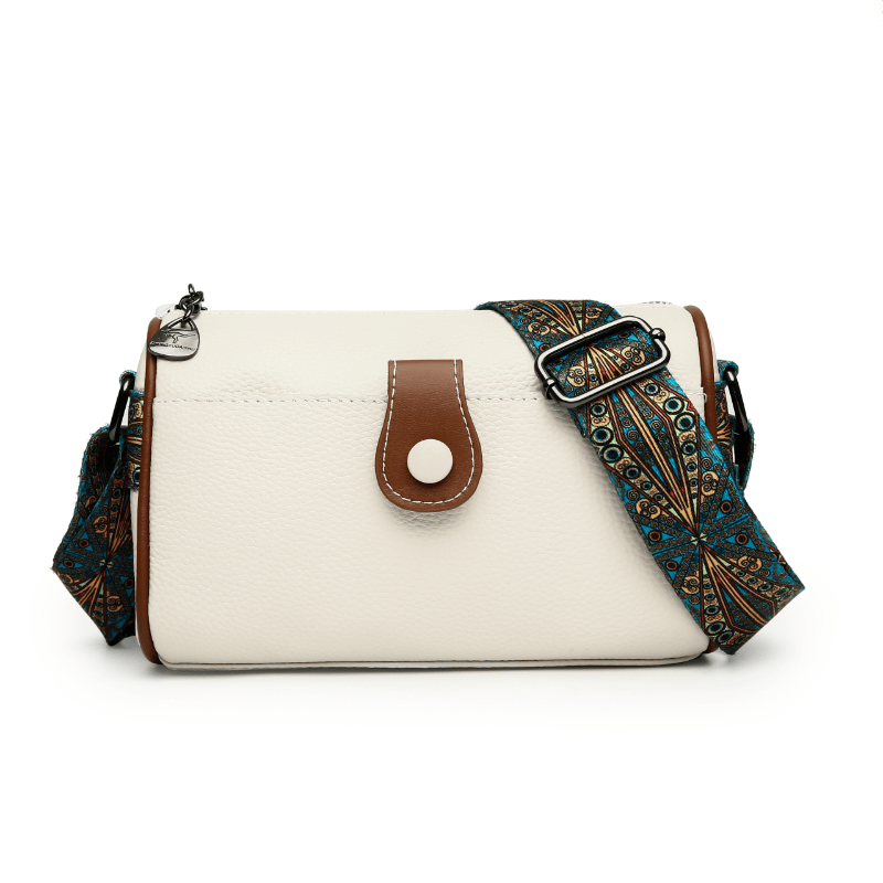 solvbao  Retro Genuine Leather Crossbody Bag, Fashion Zipper Pillow Bag, Women's Shoulder Purse With Ethnic Strap