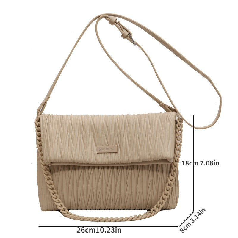 solvbao  Trendy Pleated Embossed Crossbody Bag, PU Leather Square Shoulder Bag, Perfect Underarm Bag For Daily Use