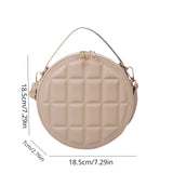 solvbao  Trendy Block Embossed Round Mini Crossbody Bag, PU Leather Solid Color Shoulder Bag, Perfect Sling Bag For Daily Use