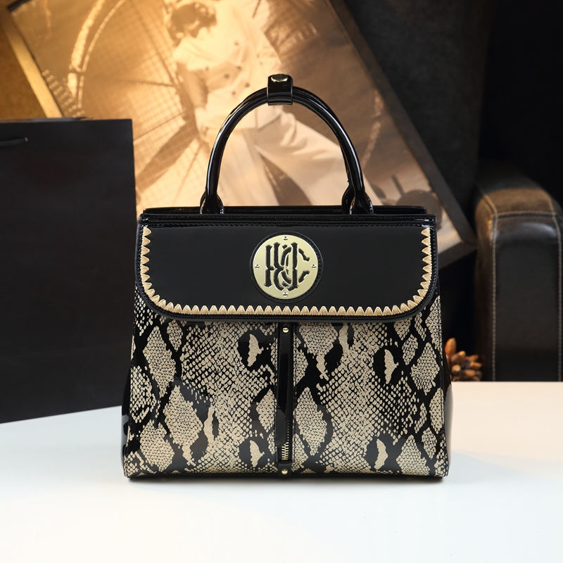 Luxury Snakeskin Satchel Bag, Elegant Crossbody Bag, Women's Fashion Handbag, Shoulder Bag & Purse