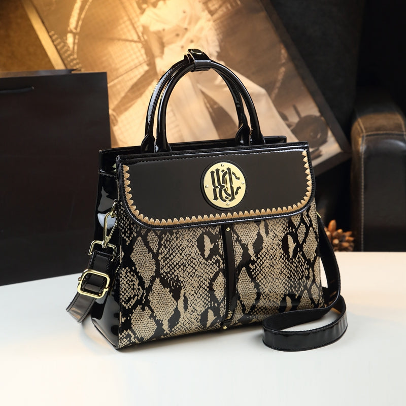 Luxury Snakeskin Satchel Bag, Elegant Crossbody Bag, Women's Fashion Handbag, Shoulder Bag & Purse