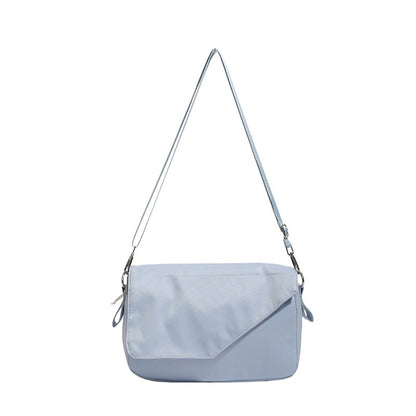 solvbao  Minimalist Blue Shoulder Flap Bag, Canvas All-match Crossbody Bag, Lightweight Casual Handbag & Messenger Bag