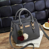 Stylish Small Handbag For Women, Solid Color Crossbody Bag, Elegant Top Handle With Pompom Ball Pendant