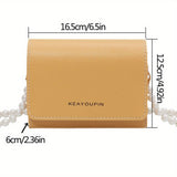 solvbao Mini Crossbody Bag For Women, Faux Pearl Chain Shoulder Bag, Sweet PU Leather Square Purse