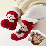 Baby Boy's Cute Winter Baby Cartoon Christmas Socks Thickened Warm Newborn Floor Socks Non-slip Children's Socks 0-2 Years