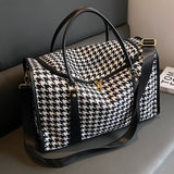 solvbao  Trendy Houndstooth Pattern Duffel Bag, Portable Large Capacity Shoulder Travel Bag, Perfect Luggage Bag For Travel And Fitness