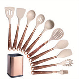 5pcs/13pcs, Silicone Cooking Utensils Set - 446°F Heat Resistant Silicone Kitchen Cooking Tools Gift With Rose Gold-Plated Handles And Holder, BPA FREE Gadgets For Non-Stick Cookware Spatula Set, Kitchen Utensils, Kitchen Supplies