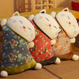 1pc Dual-use Japanese Lucky Cat Pillow, Sofa Back Cushion, Office Seat Belt Waist Cushion, Car Lumbar Pillow