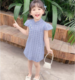 SOLVBAO Summer New Girls Dress Girl's Princess Dress Children's Ethnic Style Cheongsam Dress