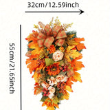 20-Inch Vibrant Fall Door Wreath - Artificial Pumpkin, Maple Leaves, and Twigs for Autumn Thanksgiving Harvest Festival Decorations - Indoor and Outdoor Use, Anniversary, Holiday, Party Decor Supplies, and Gift Idea