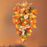 20-Inch Vibrant Fall Door Wreath - Artificial Pumpkin, Maple Leaves, and Twigs for Autumn Thanksgiving Harvest Festival Decorations - Indoor and Outdoor Use, Anniversary, Holiday, Party Decor Supplies, and Gift Idea