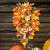 20-Inch Vibrant Fall Door Wreath - Artificial Pumpkin, Maple Leaves, and Twigs for Autumn Thanksgiving Harvest Festival Decorations - Indoor and Outdoor Use, Anniversary, Holiday, Party Decor Supplies, and Gift Idea