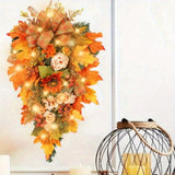 20-Inch Vibrant Fall Door Wreath - Artificial Pumpkin, Maple Leaves, and Twigs for Autumn Thanksgiving Harvest Festival Decorations - Indoor and Outdoor Use, Anniversary, Holiday, Party Decor Supplies, and Gift Idea