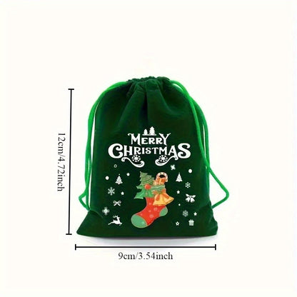 1/6pcs Holiday season Drawstring Gift Bag Suitable for Party Gifts and Festival Gifts Durable Snack Bag for Holiday season and New Year Celebration Activities with Random Pattern and Color