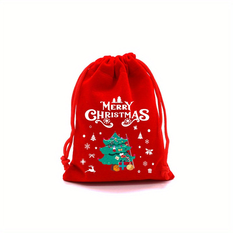 1/6pcs Holiday season Drawstring Gift Bag Suitable for Party Gifts and Festival Gifts Durable Snack Bag for Holiday season and New Year Celebration Activities with Random Pattern and Color