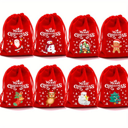 1/6pcs Holiday season Drawstring Gift Bag Suitable for Party Gifts and Festival Gifts Durable Snack Bag for Holiday season and New Year Celebration Activities with Random Pattern and Color