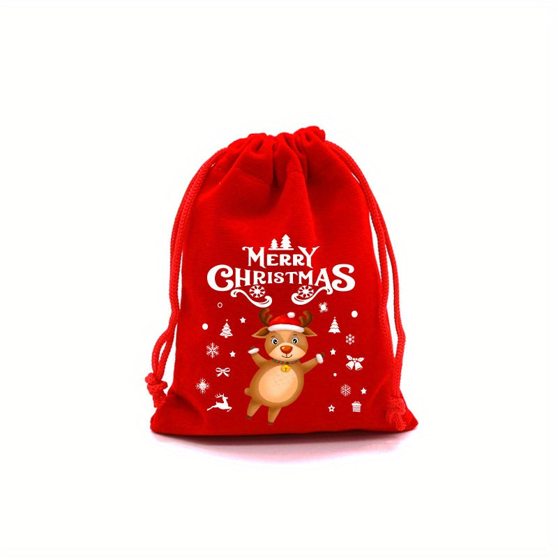 1/6pcs Holiday season Drawstring Gift Bag Suitable for Party Gifts and Festival Gifts Durable Snack Bag for Holiday season and New Year Celebration Activities with Random Pattern and Color