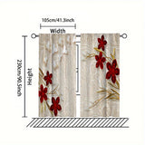 2pcs Set of Floral Print Curtains - Rod Pocket Design for Easy Hanging, Perfect for Bedroom & Living Room Decor, Machine Washable Polyester