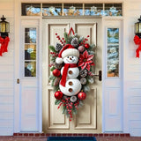 1pc, Festive Polyester Snowman Wreath, 35.4"x70.9", Modern Holiday Door Frame Decor, Indoor/Outdoor Use, Tassel Accents, Christmas Gift, Battery-Free, Home & Kitchen Decor