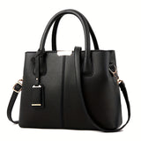 Women's Elegant Tote Satchel Bag, Faux Leather Shoulder Bag, Versatile Handbag For Work