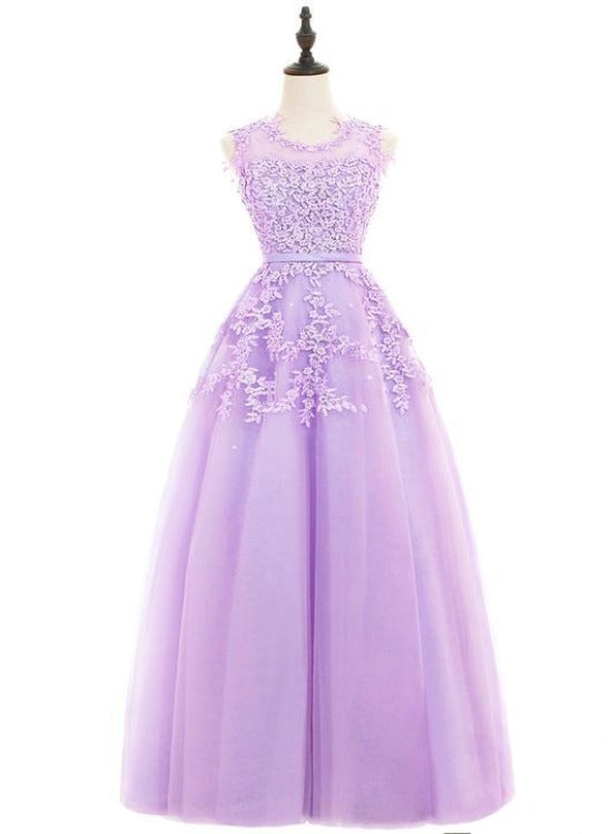 Solvbao Beautiful Purple Ball Gown Tulle Long Party Dress, A-line Prom Dress