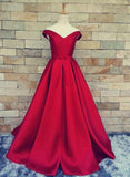 solvbao Red Long Party Dress, Elegant Junior Prom Dress, Party Dresses Off Shoulder Style