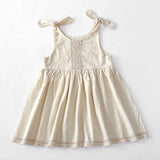 SOLVBAO New Solid Color Children's Clothing Dress Cotton and Linen Lace Princess Dress Lace-up Girl Dress Girls' Dress