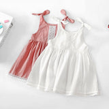 SOLVBAO New Solid Color Children's Clothing Dress Cotton and Linen Lace Princess Dress Lace-up Girl Dress Girls' Dress