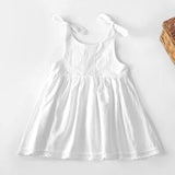 SOLVBAO New Solid Color Children's Clothing Dress Cotton and Linen Lace Princess Dress Lace-up Girl Dress Girls' Dress