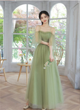 Solvbao Light Green Tulle Straps A-line Party Dress, Light Green Prom Dress Evening Dress