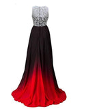 Solvbao Beautiful Chiffon and Lace Long A-line Gradient Party Dress, Prom Dress