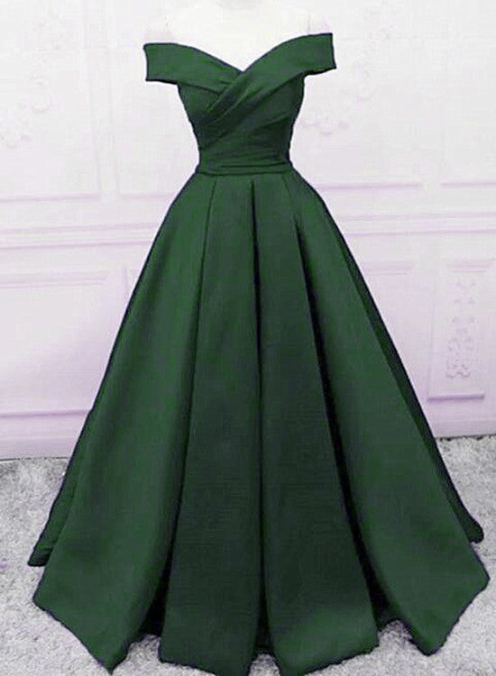 Solvbao Beautiful Dark Green Satin Long Party Dress, Sweetheart Lace-up Prom Dress