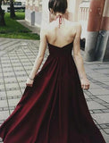 solvbao Beautiful Halter Maroon Long Party Dresses, Charming Formal Dress, Junior Prom Dress