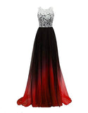 Solvbao Beautiful Chiffon and Lace Long A-line Gradient Party Dress, Prom Dress