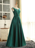 solvbao Beautiful Green Satin Long Simple Party Dress, Green Prom Dress