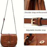 solvbao  Vintage Flap Saddle Crossbody Bag, Retro PU Leather Shoulder Bag, Women's Classic Handbag & Purse