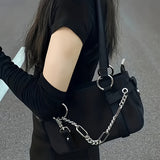 Y2K Punk Style Shoulder Bag, Trendy Motorcycle Underarm Bag, Trendy Handbag & Purse For Girls