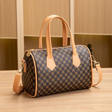 Trendy Geometric Pattern Mini Handbag, PU Leather Boston Bag, Perfect Shoulder Bag For Daily Use