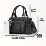 solvbao  Top Handle Satchel Multi Pocket Pendant Tote Bag, PU Leather Retro Shoulder Bag, Casual Versatile Commuter Bag