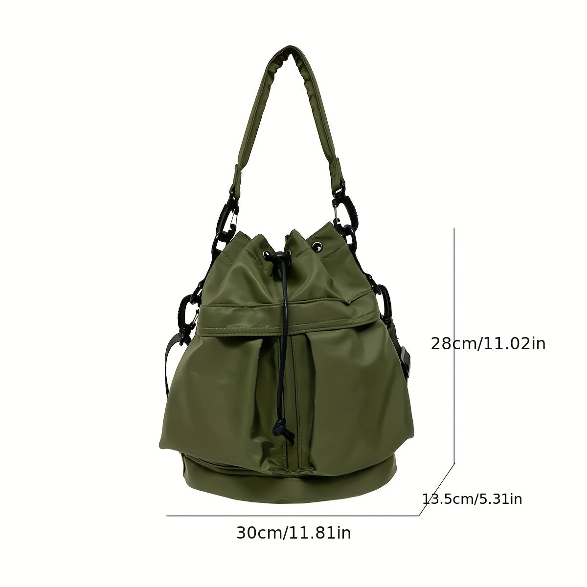 solvbao  Minimalist Nylon Bucket Bag, Solid Color Drawstring Handbag, Casual Sports Travel Daily Crossbody Bag