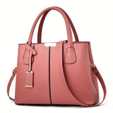 Women's Elegant Tote Satchel Bag, Faux Leather Shoulder Bag, Versatile Handbag For Work