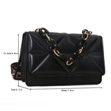 Square Flap Crossbody Bag, PU Leather Argyle Embossed Purse, Classic Chain Handbag & Shoulder Bag