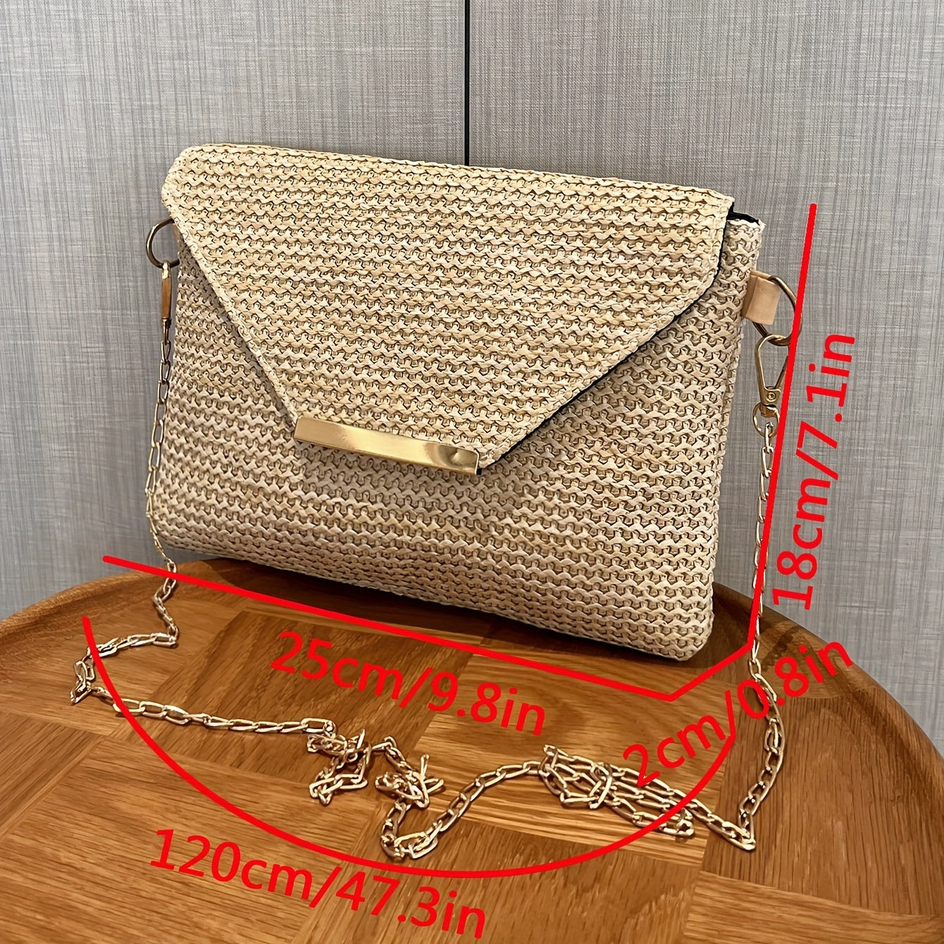 solvbao  Woven Straw Shoulder Bag, Flap Weaving Versatile Underarm Bag, Chain Strap Magnet Stylish Crossbody Bag