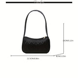 solvbao Quilted Zipper Versatile Handbag, Solid Color Stylish Underarm Bag, PU Leather Trendy Shoulder Bag