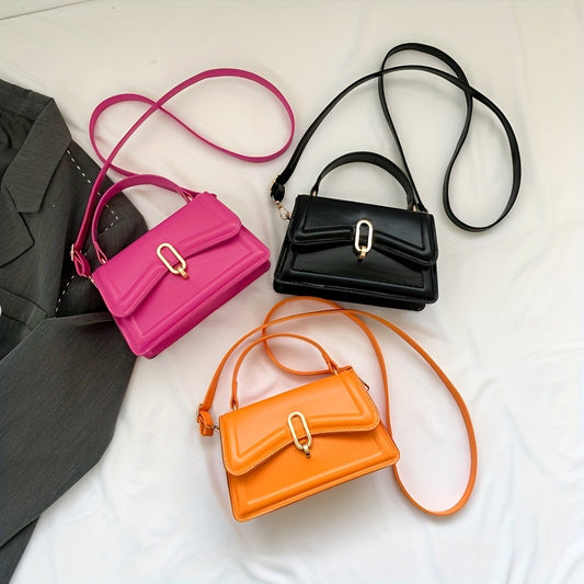 solvbao  Trendy Solid Color Crossbody Bag, All-Match Handbag, Small Flap Crossbody Square Bag